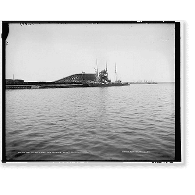 Historic Print, Coal trestle and car dumping plant, Erie, Pa., 16" x 20