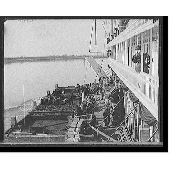 Historic Print, Coaling a river packet underway on Mississippi River, 16" x 20"