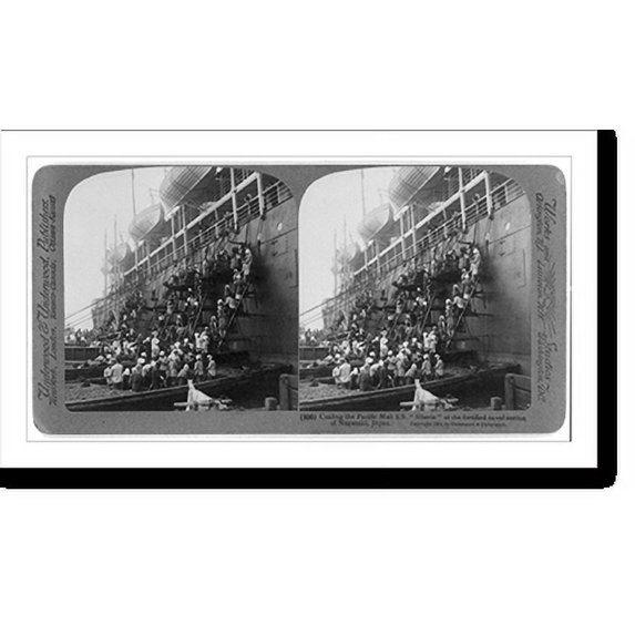 Historic Print, Coaling the Pacific Mail S.S. Siberia" at the fortified naval station of Nagasaki, Japan", 16" x 20"