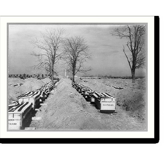 Historic Print, [Coffins of SpanishAmerican war dead lined up for