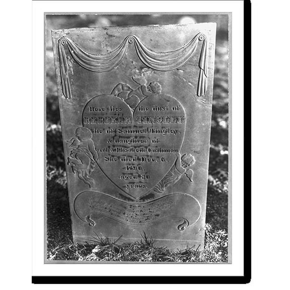 Historic Print, [Colonial Massachusetts tombstone details: Rebekah Tingley, S. Attleboro, d. 1790, age 30], 16" x 20"