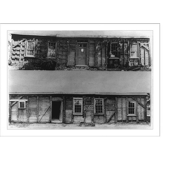 Historic Print, [Colonial structure undergoing restoration], 18" x 24"