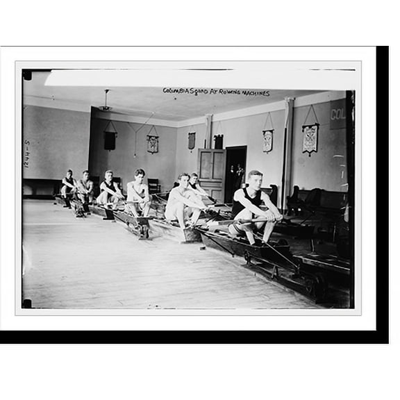 Historic Print, Columbia Squad at rowing machines, 16" x 20"