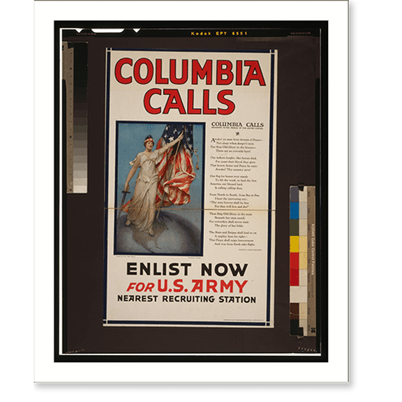 Historic Print, Columbia calls. Enlist now for U.S. Army.designed by Frances Adams Halsted ; painted by V. Aderente. - 2, 18" x 24"