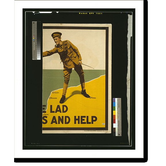 Historic Print, Come lad slip across and help.printed by David Allen & Sons Ld., Harrow, Middlesex. - 2, 18" x 24"