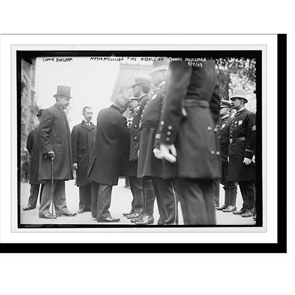 Historic Print, Commander Bingham and Mayor McClellan pin medals on honor policeman in police parade, New York - 2, 16" x 20"