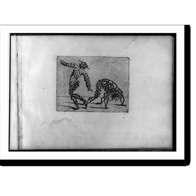 Historic Print, figures in cubist and surrealistic style