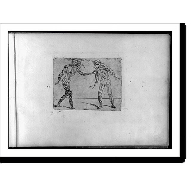 Historic Print, figures in cubist and surrealistic style