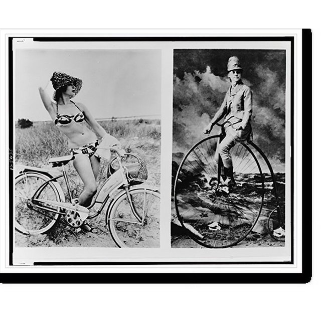 Historic Print, photograph of two images, (left) woman