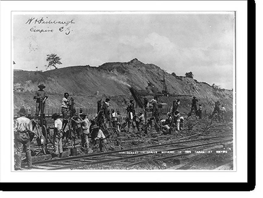 Historic Print, Compressed air drills working in the [Panama] Canal at