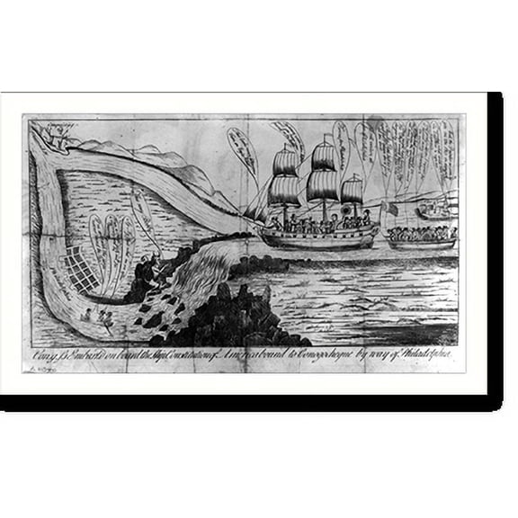 Historic Print, Con-g-ss embark'd on board the ship Constitution of America bound to Conogocheque by way of Philadelphia, 16" x 20"