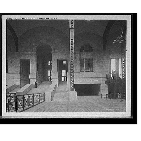 Historic Print, Concourse, exit to 33rd St., Penn. [Pennsylvania] Station, New York, N.Y., 18" x 24"