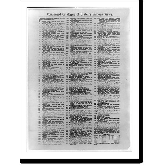 Historic Print, Condensed catalogue of Grabill's famous views, 16" x 20"