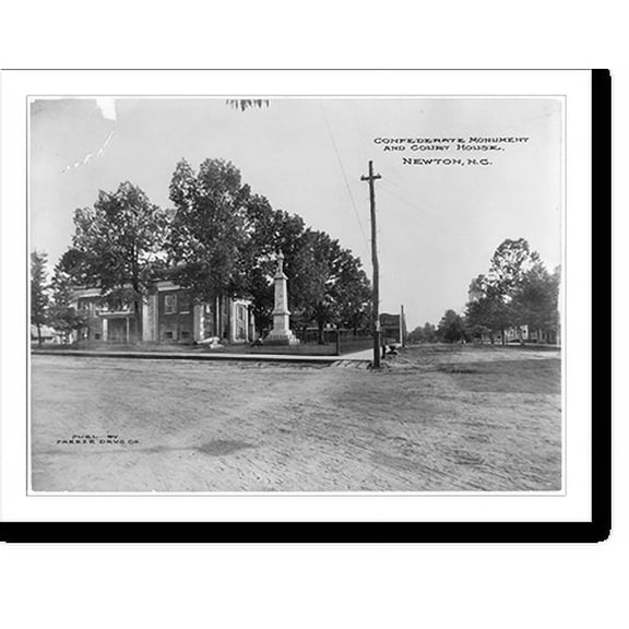 Historic Print, Confederate Monument and courthouse, Newton, N.C., 18" x 24"