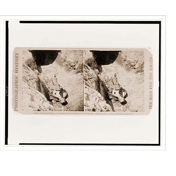 Historic Print, Confederate boy age 14 lies dead outside bomb proof in trenches of Fort Mahone, 18" x 24"