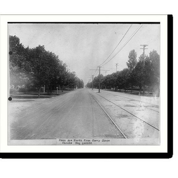 Historic Print, Conn. Ave. north from Chevy Chase Circle, Washington, D.C., 16" x 20"
