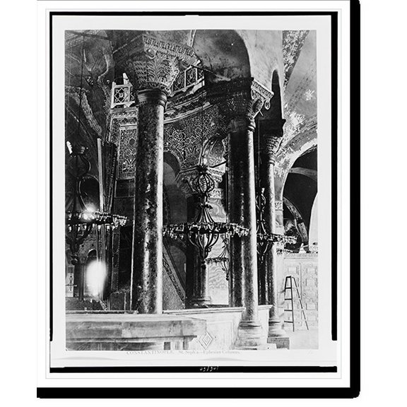 Historic Print, Constantinople. St. Sophia - Ephesian columns, 16" x 20"