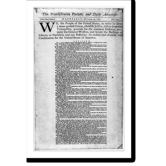 Historic Print, Constitution of the U.S., p. 1, 18" x 24"