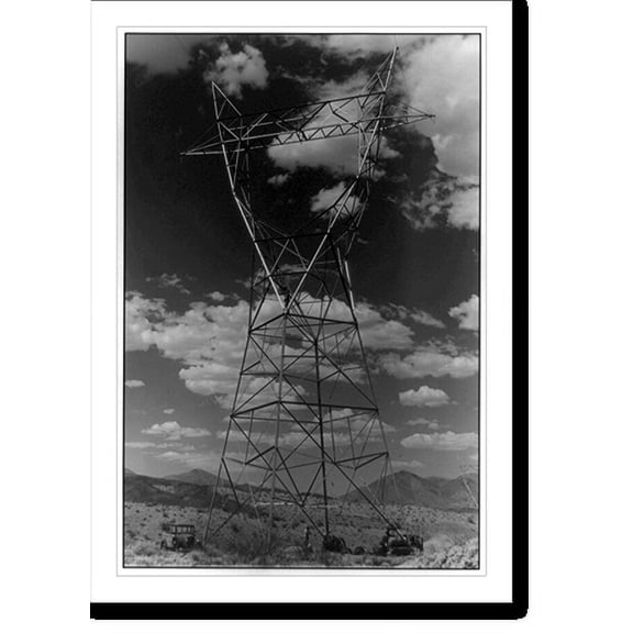 Historic Print, [Construction of Boulder Dam, Boulder City, Nevada. A Boulder Dam power transmission line tower], 16" x 20"