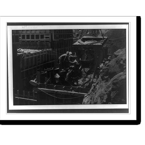 Historic Print, [Construction of Boulder Dam, Boulder City, Nevada. A transit mixer placing concrete], 18" x 24"