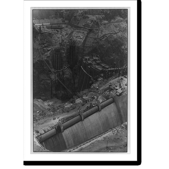 Historic Print, [Construction of Boulder Dam, Boulder City, Nevada. General view of appurtenant works], 18" x 24"
