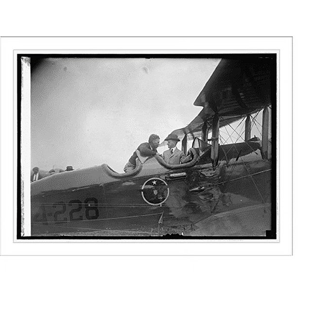 Historic Print, Coolidge inspecting world flight plane at Bowling Field