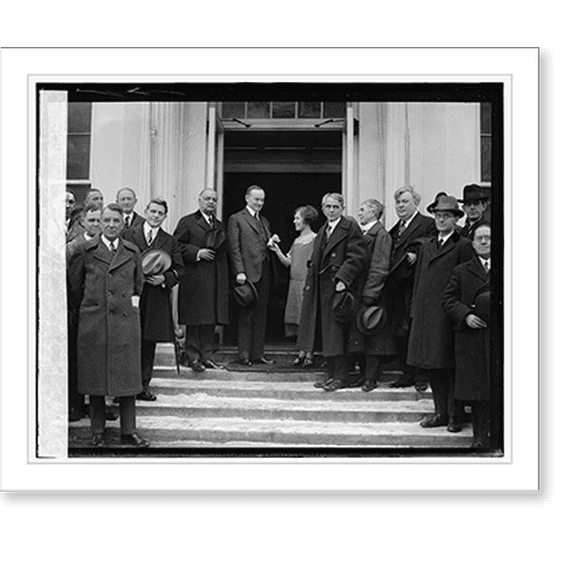 Historic Print, Coolidge with Miss Vada Watson, the Kansas Wheat Girl - 2, 16" x 20"