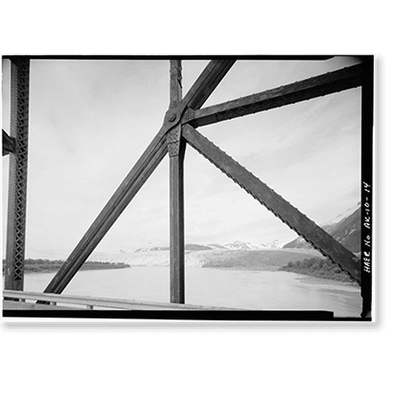 Historic Print, Copper River & Northwest Railroad, Million Dollar Bridge, Spanning Copper River at Miles Glacier, Cordova vicinity, Valdez-Cordova Census Area, AK - 14, 18" x 24"