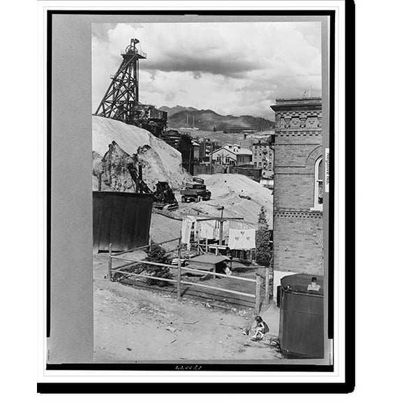 Historic Print, Copper mine in town, Butte, Montana, 18" x 24"