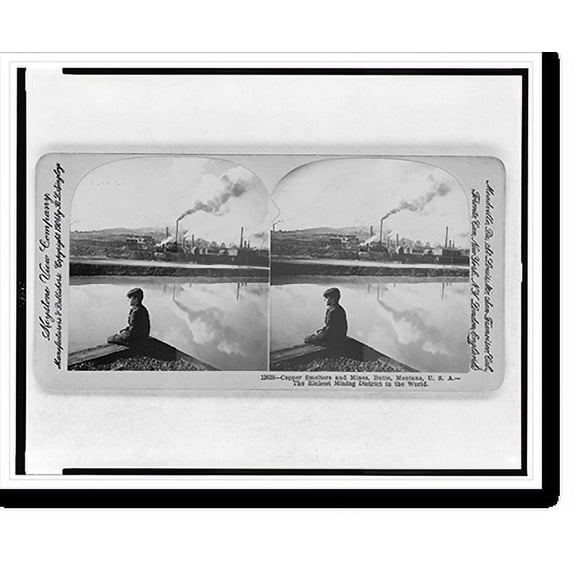 Historic Print, Copper smelters and mines, Butte, Montana, U.S.A. - The richest mining district in the world, 16" x 20"
