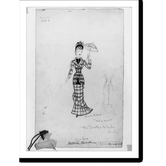 Historic Print, Costume design by Lucinda Ballard for the New York revival of Show Boat in 1946. The sketch is inscribed to Dorothy Hammerstein, 18" x 24"