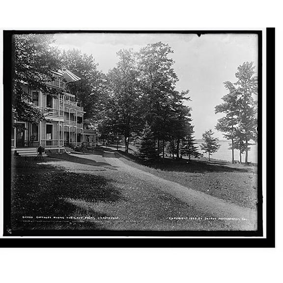 Historic Print, Cottages along the lake front, Chautauqua, 16" x 20"