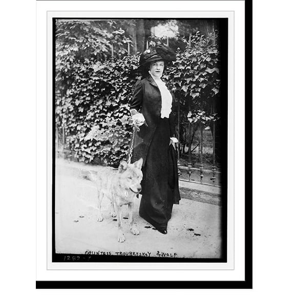 Historic Print, Countess Troubetskoy & Fang the wolf, 18" x 24"
