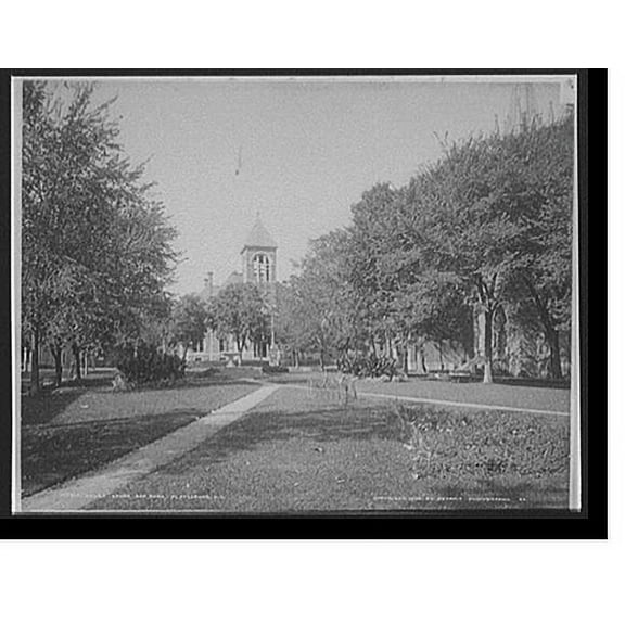 Historic Print, Court House and park, Plattsburgh, N.Y., 18" x 24"