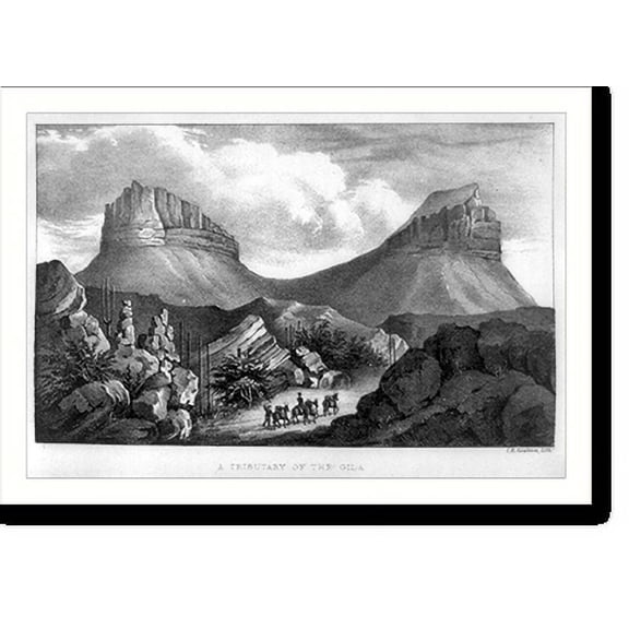 Historic Print, Crossing a dry tributary of the Gila River..., 16" x 20"