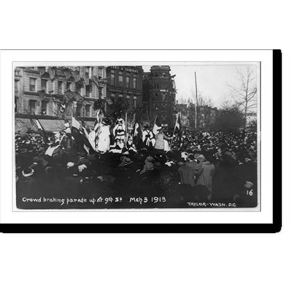 Historic Print, Crowd breaking parade up at 9th St., March 3, 1913, 16" x 20"