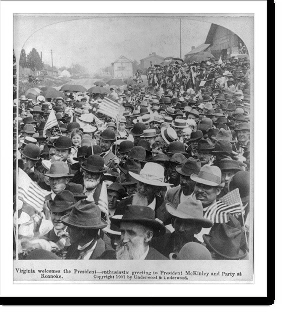 Historic Print, Crowd giving enthusiastic greeting to President