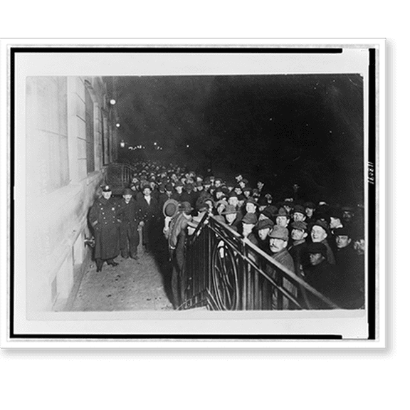 Historic Print, [Crowd of men outside municipal lodging house, waiting for the doors to open, New York City], 18" x 24"