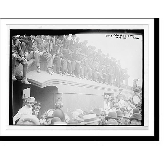 Historic Print, Crowd sitting on baggage car and on ground, for Taft
