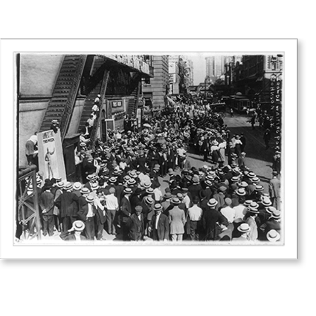 Historic Print, Crowd waiting for [Jack] Johnson, New York City, 16" x