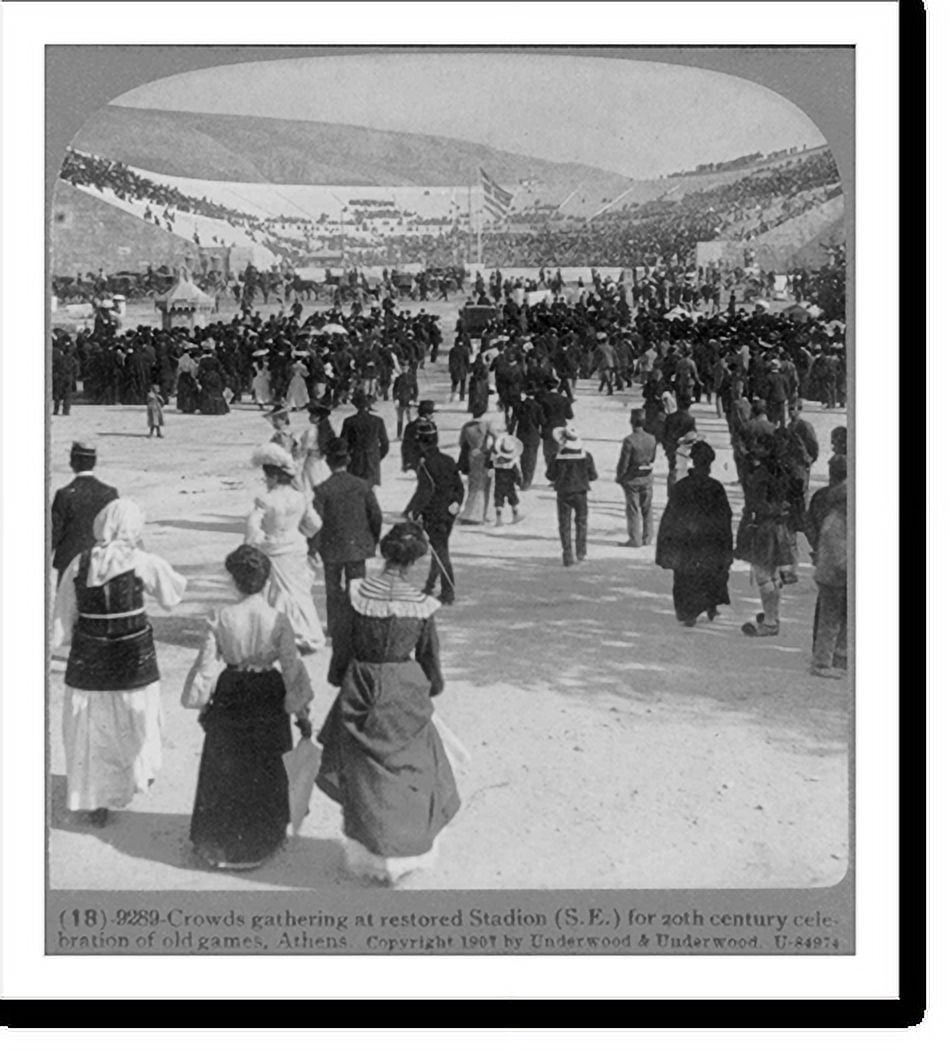 Historic Print, Crowds gathering at restored staidon [stadium] (S.E