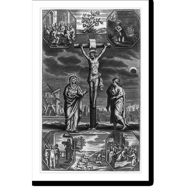 Historic Print, [Crucifixion of Christ, with scenes of the Passion in