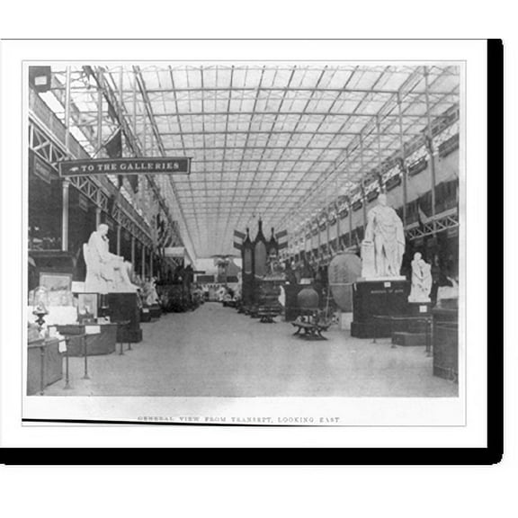 Historic Print, [Crystal Palace Exhibition, London, 1851]: Gen. view from transept, looking east (frontis.), 16" x 20"