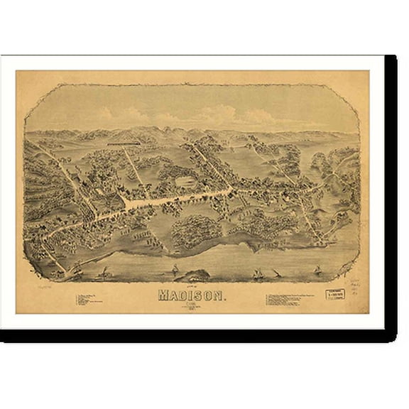 Historic Print, Ct Madison 1881 MAP, 16" x 20"