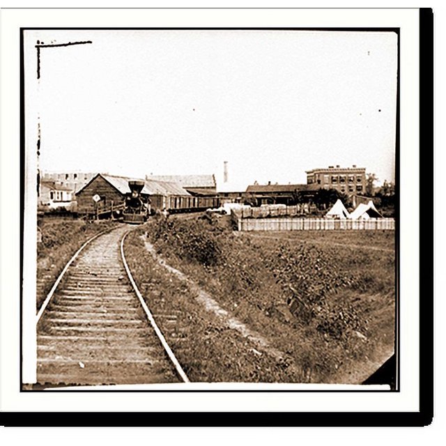 Historic Print, Culpeper Court House Va. Freight train on Orange and