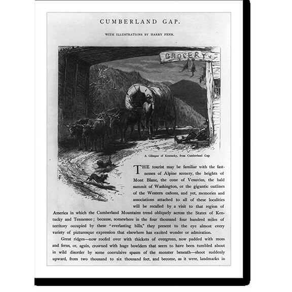 Historic Print, Cumberland Gap. A glimpse of Kentucky, from Cumberland Gap, 16" x 20"
