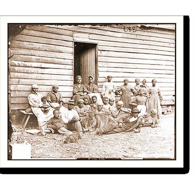 Historic Print, Cumberland Landing Va. Group of contrabands at Follers