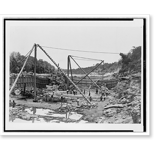 Historic Print, Cumberland River, July 1891, Lower Mitre Sill, Lock No