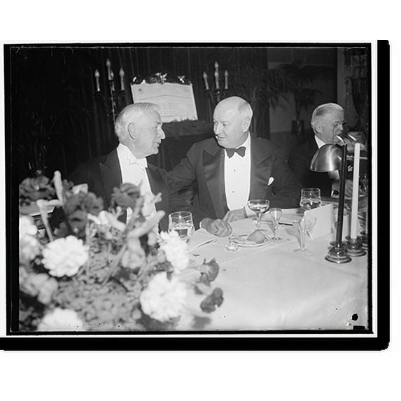 Historic Print, At Cummings testimonial dinner. Washington, D.C., Jan. 12. Secretary of State Cordell Hull and PMG James A. Farley pictured at last night's Testimonial Dinner to the req...18" x 24"