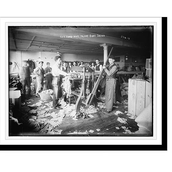 Historic Print, Cutting out Teddy Bear skins, 16" x 20"